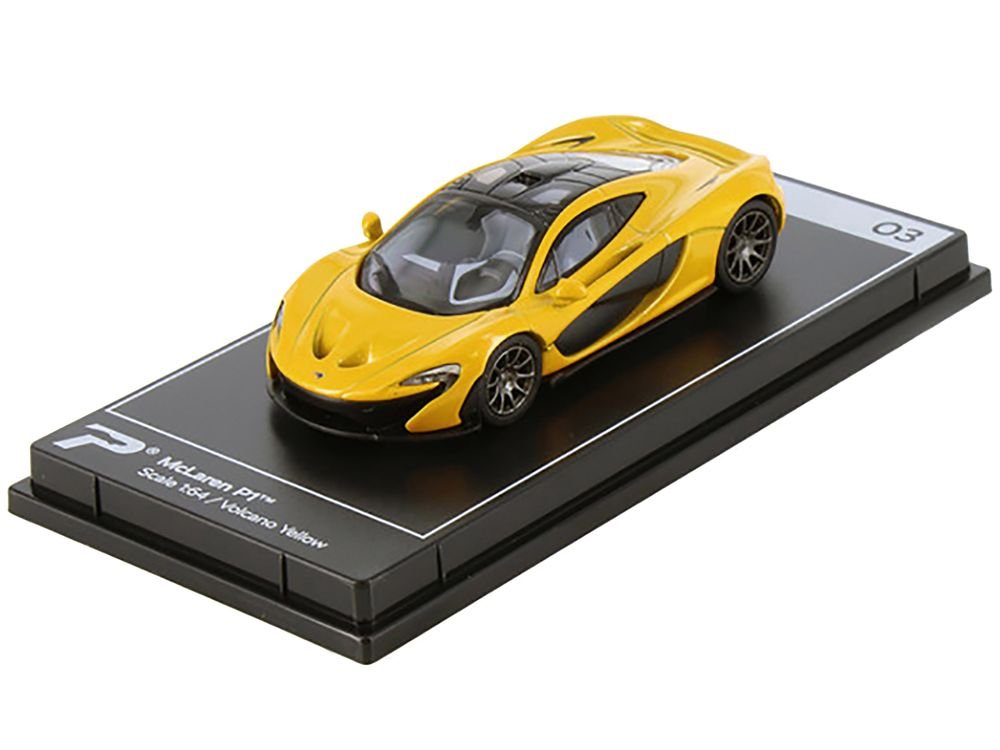 McLaren P1 Volcano Yellow Metallic with Black Top "Hypercar League Collection" 1/64 Diecast Model Car by PosterCars view 2
