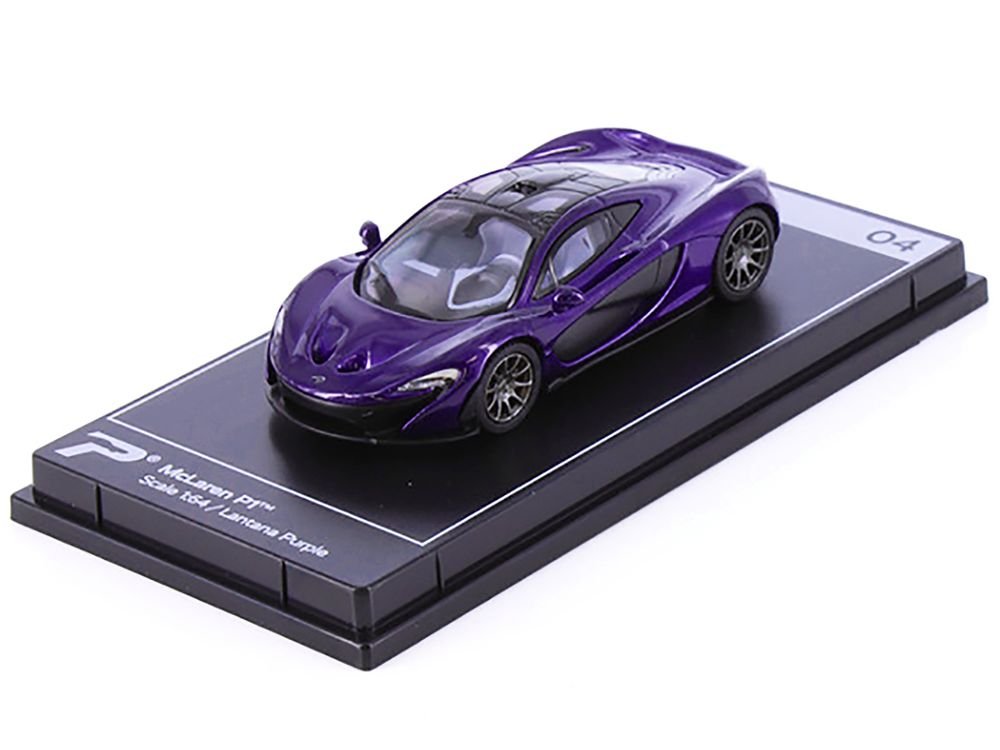 McLaren P1 Lantana Purple Metallic with Black Top "Hypercar League Collection" 1/64 Diecast Model Car by PosterCars view 2