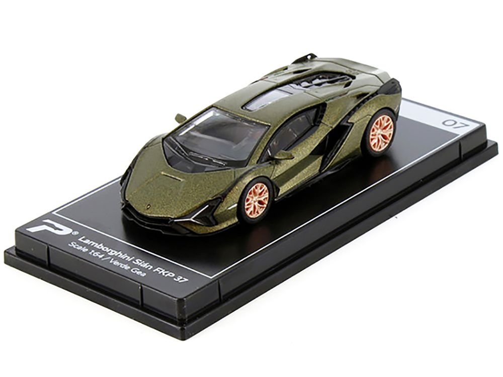 Lamborghini Sian FKP 37 Verde Gea Green Metallic "Hypercar League Collection" 1/64 Diecast Model Car by PosterCars view 2