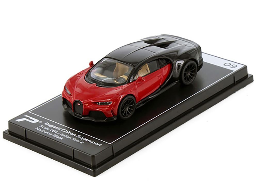 Bugatti Chiron Supersport Italian Red and Nocturne Black "Hypercar League Collection" 1/64 Diecast Model Car by PosterCars view 2