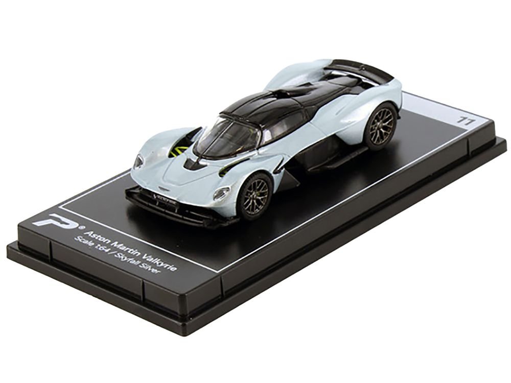 Aston Martin Valkyrie Skyfall Silver Metallic with Black Top "Hypercar League Collection" 1/64 Diecast Model Car by PosterCars view 2