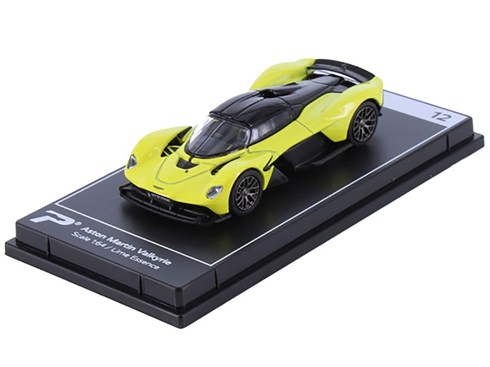 Aston Martin Valkyrie Lime Essence Yellow Metallic with Black Top "Hypercar League Collection" 1/64 Diecast Model Car by PosterCars view 2