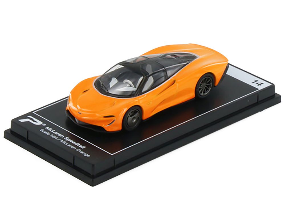 McLaren Speedtail McLaren Orange with Black Top "Hypercar League Collection" 1/64 Diecast Model Car by PosterCars view 2