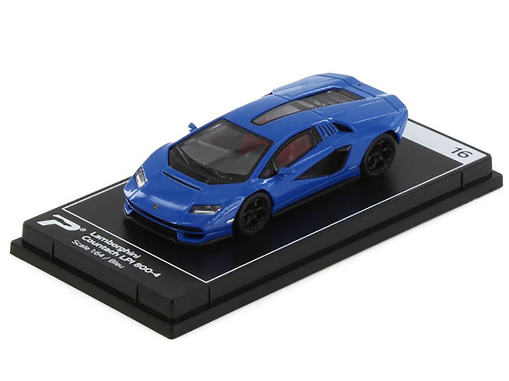 Lamborghini Countach LPI 800-4 Blue "Hypercar League Collection" 1/64 Diecast Model Car by PosterCars view 2