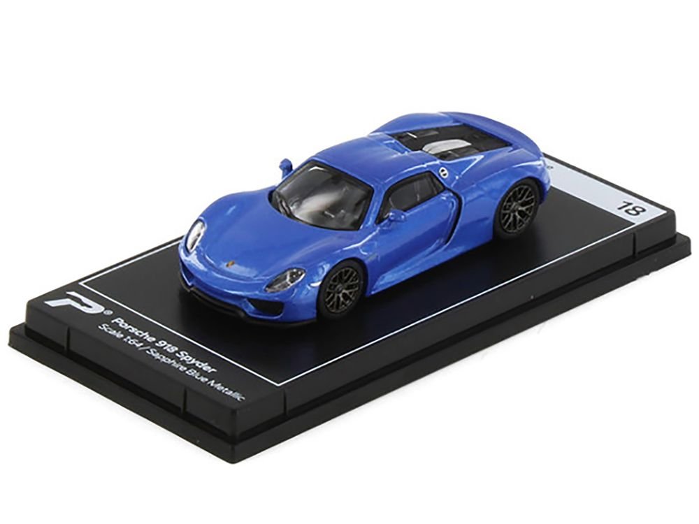 Porsche 918 Spyder Sapphire Blue Metallic "Hypercar League Collection" 1/64 Diecast Model Car by PosterCars view 2