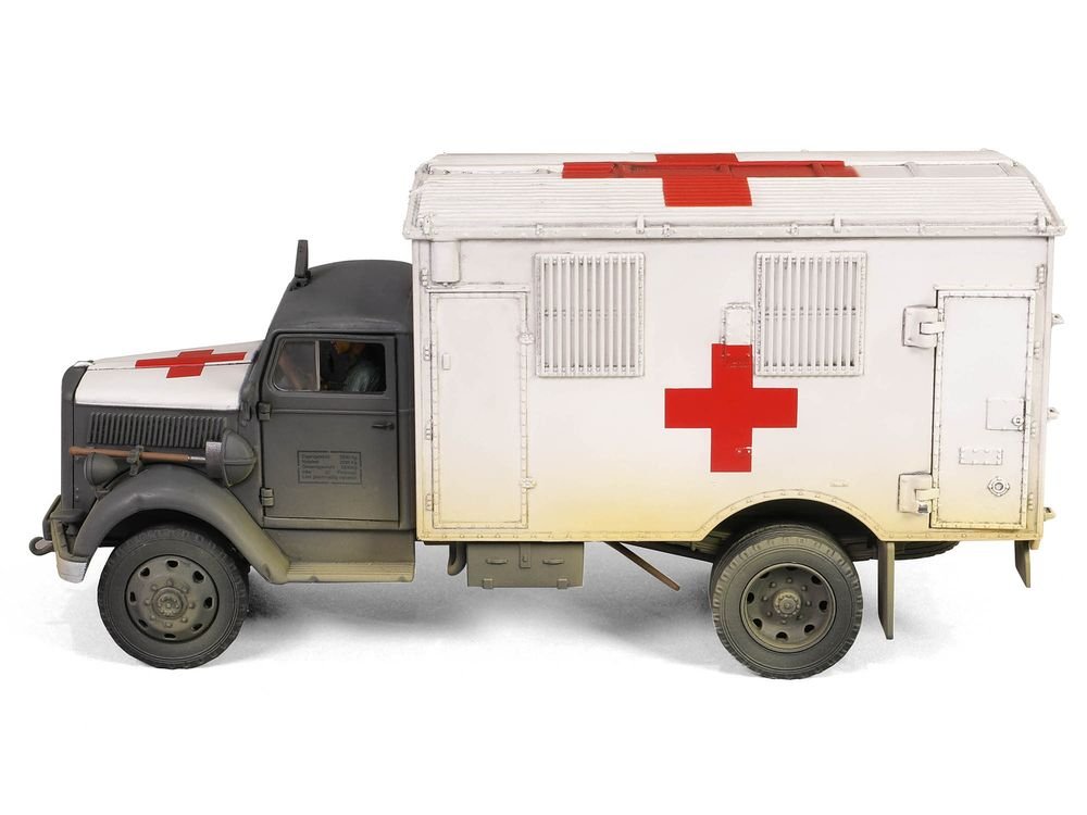 Opel-Blitz Kfz.305 Ambulance Gray and White (Weathered) "German Army" "Armoured Fighting Vehicle" Series 1/32 Diecast Model by Forces of Valor view 3