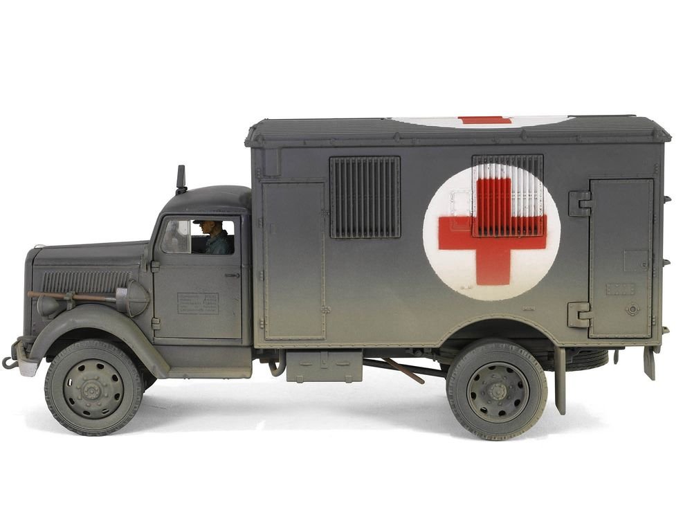 Opel-Blitz Kfz.305 Ambulance Gray (Weathered) "German Army" "Armoured Fighting Vehicle" Series 1/32 Diecast Model by Forces of Valor view 4