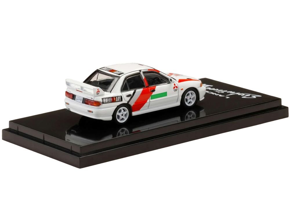 Mitsubishi Lancer RS Evolution III RHD (Right Hand Drive) Scortia White "Groupe A Promotion" 1/64 Diecast Model Car by Hobby Japan view 2