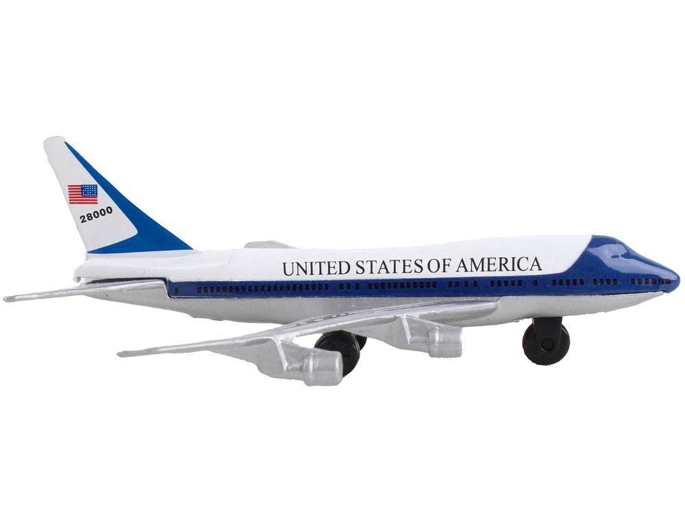 Boeing VC-25 Aircraft White and Blue "United States Air Force One" with Runway Section Diecast Model Airplane by Runway24 view 2