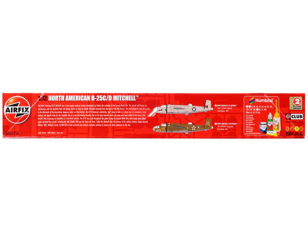 Level 3 Model Kit North American B-25C/D Mitchell Bomber Aircraft with 2 Scheme Options 1/72 Plastic Model Kit by Airfix view 3