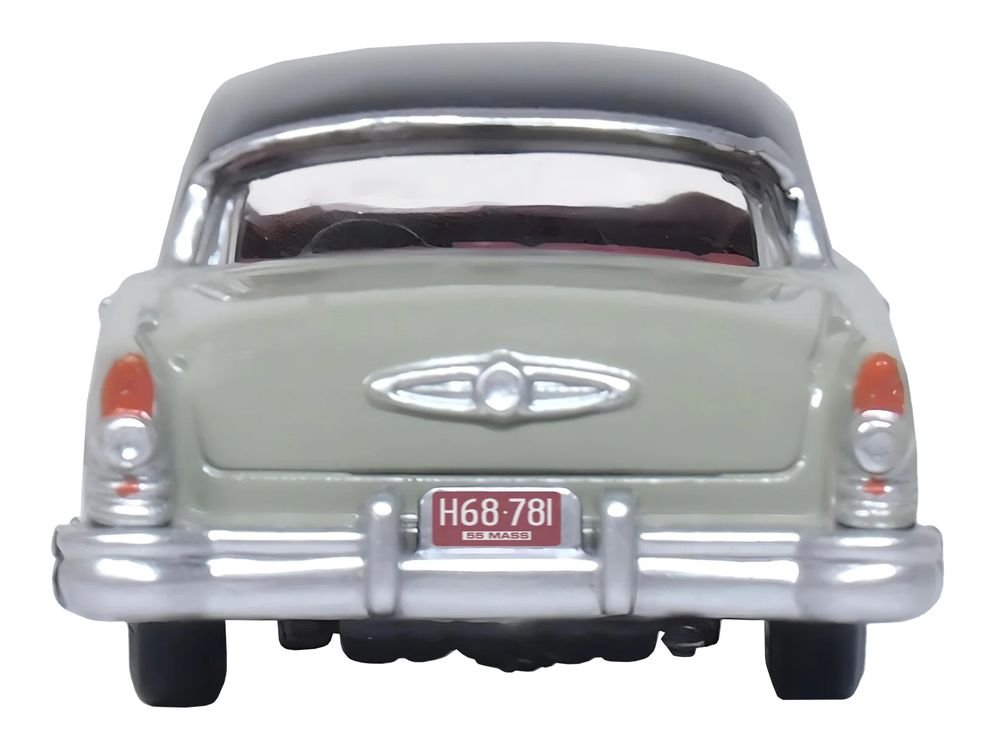 1955 Buick Century Windsor Gray and Dover White with Carlsbad Black Top 1/87 (HO) Scale Diecast Model Car by Oxford Diecast view 4