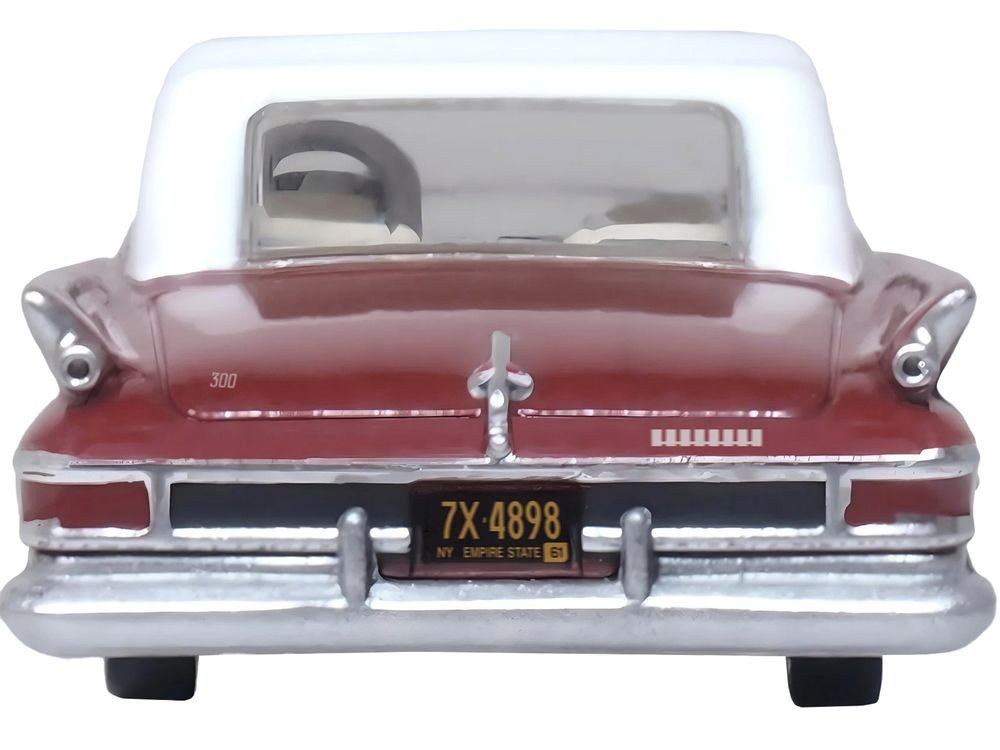 1961 Chrysler 300 Convertible (Closed Top) Cinnamon Brown Metallic with White Top 1/87 (HO) Scale Diecast Model Car by Oxford Diecast view 4
