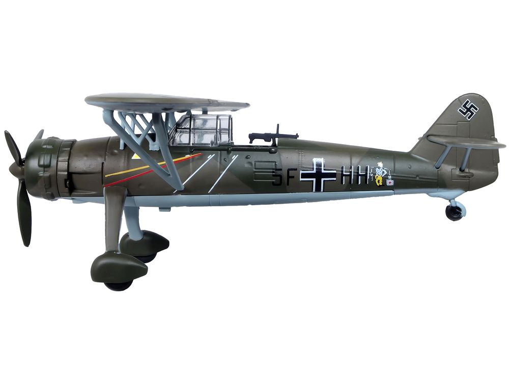 Henschel Hs 126 A-1 Reconnaissance Aircraft "Hannes Gaub Gerd Scroder 1.(H)/14 Invasion of Poland" (1939) German Luftwaffe "Oxford Aviation" Series 1/72 Diecast Model Airplane by Oxford Diecast view 3