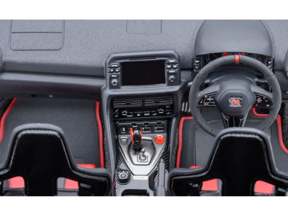 2022 Nissan GT-R (R35) Nismo Special Edition RHD (Right Hand Drive) Ultimate Metal Silver with Carbon Hood and Top 1/18 Model Car by Autoart view 3