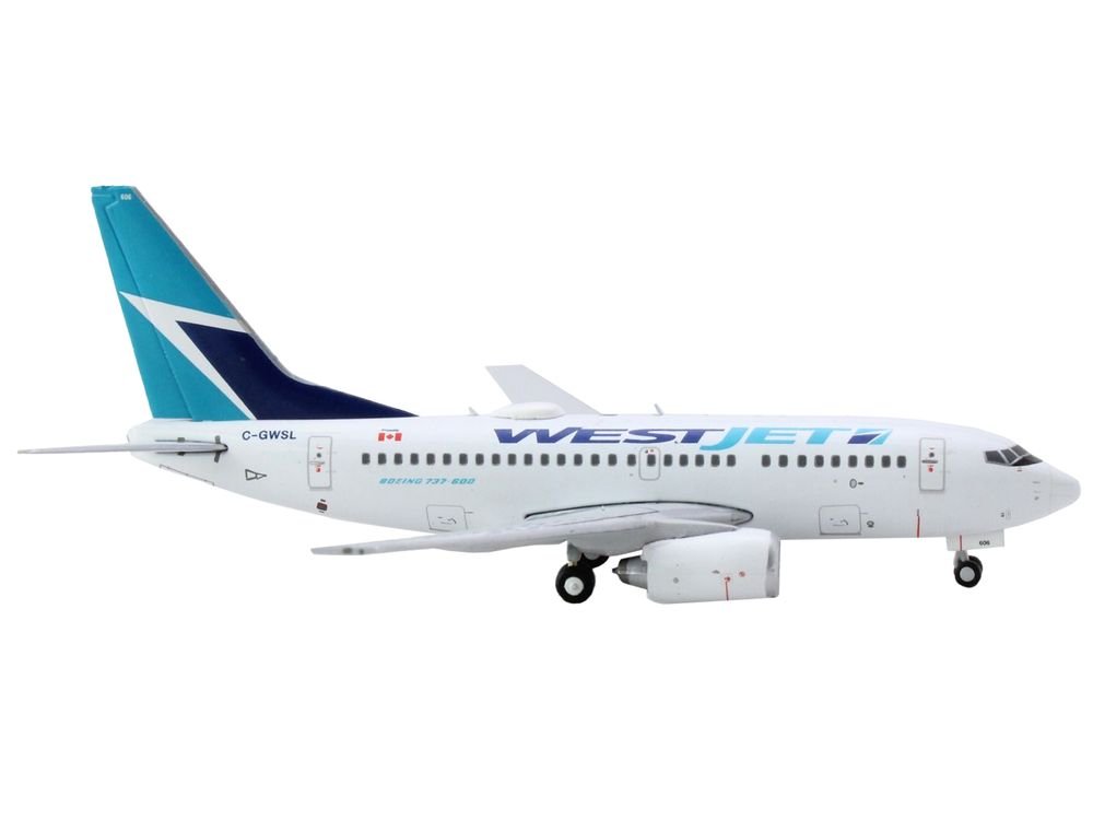 Boeing 737-600 Commercial Aircraft "Westjet Airlines" (C-GWSL) White with Blue Tail 1/400 Diecast Model Airplane by GeminiJets view 2