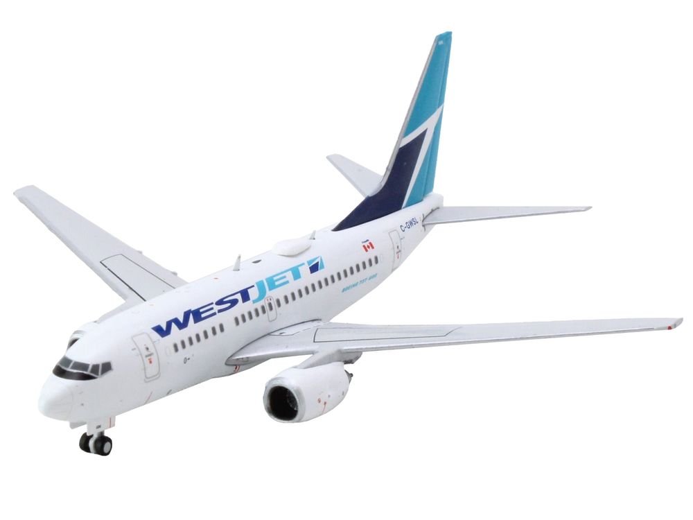 Boeing 737-600 Commercial Aircraft "Westjet Airlines" (C-GWSL) White with Blue Tail 1/400 Diecast Model Airplane by GeminiJets view 3