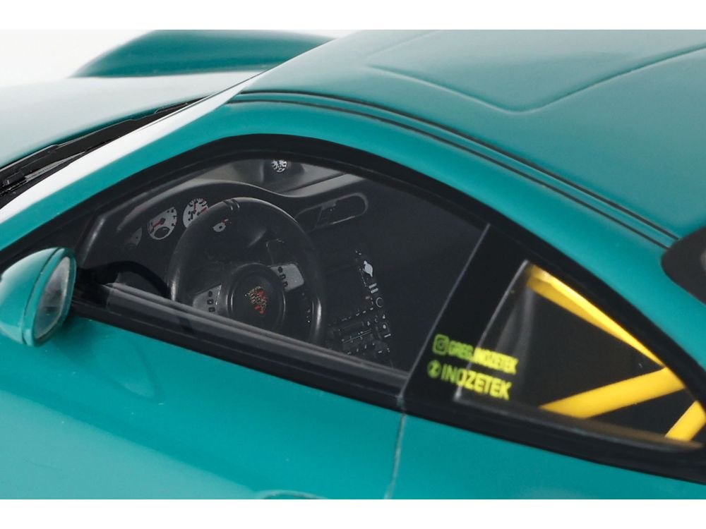 2021 RWB Bodykit "Syunkashuto" Green with Black Stripes 1/18 Model Car by GT Spirit view 2