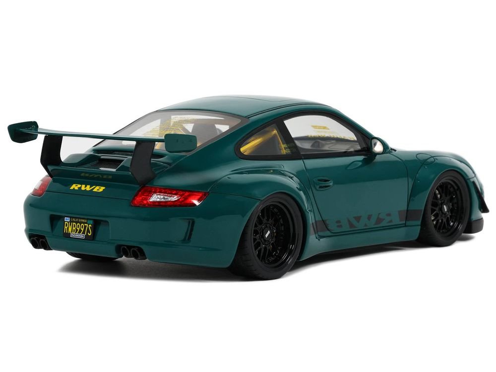 2021 RWB Bodykit "Syunkashuto" Green with Black Stripes 1/18 Model Car by GT Spirit view 5