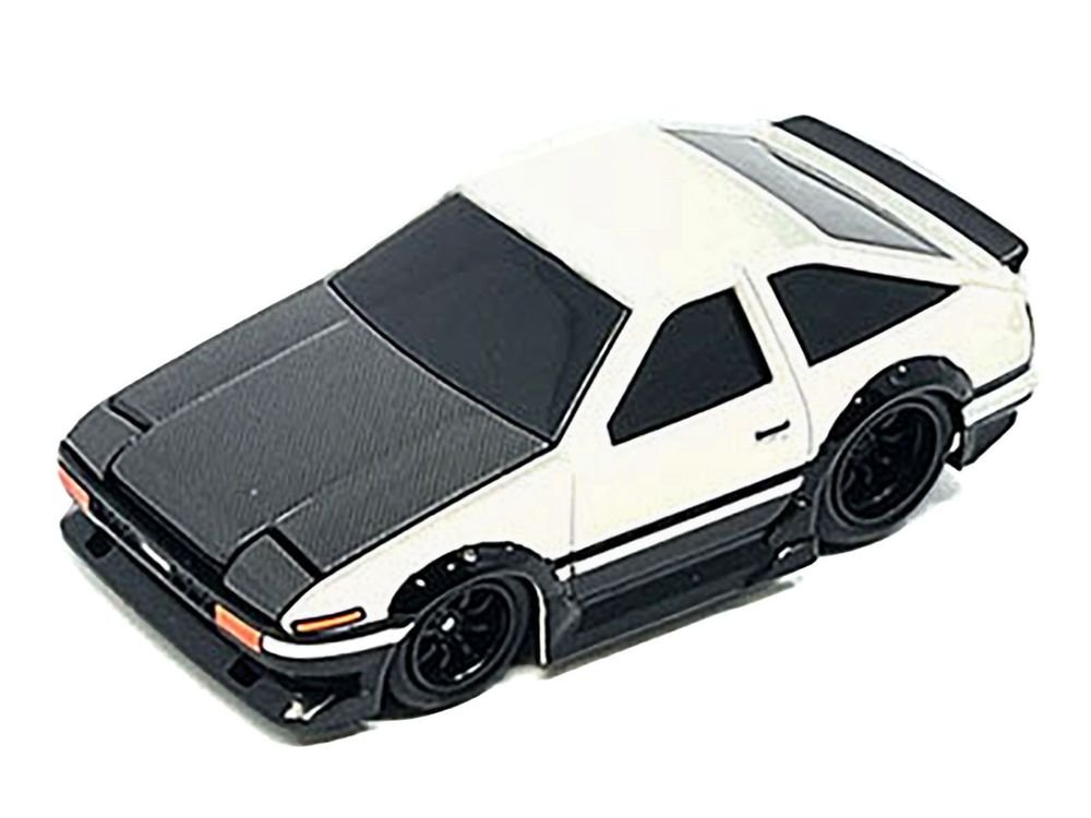 1983 Toyota Sprinter Trueno (AE86) White with Carbon Hood 1/64 Diecast Model Car by Muscle Machines view 2
