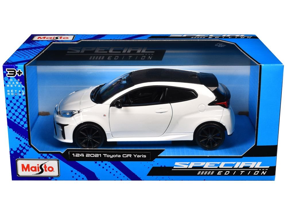 2021 Toyota GR Yaris White with Carbon Top "Special Edition" Series 1/24 Diecast Model Car by Maisto view 3