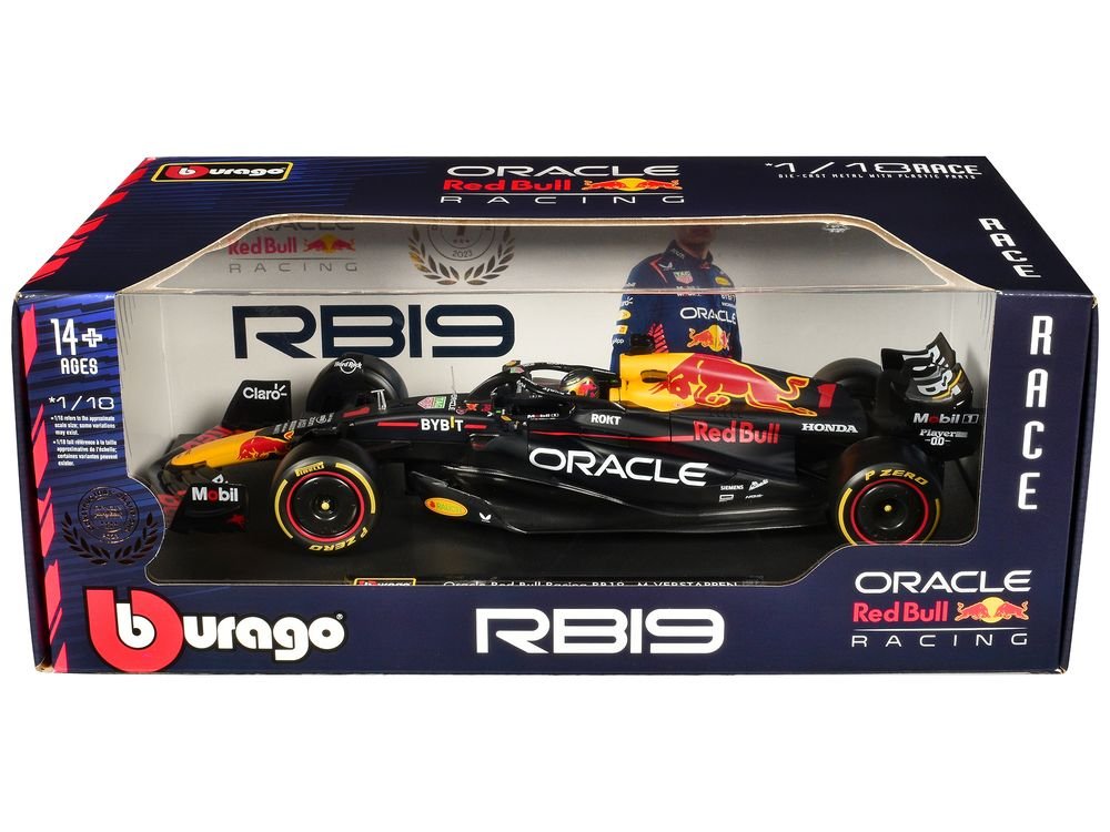 Red Bull Racing RB19 #1 Max Verstappen "Oracle" Champion Formula One F1 World Championship (2023) "Race" Series 1/18 Diecast Model Car by Bburago view 3