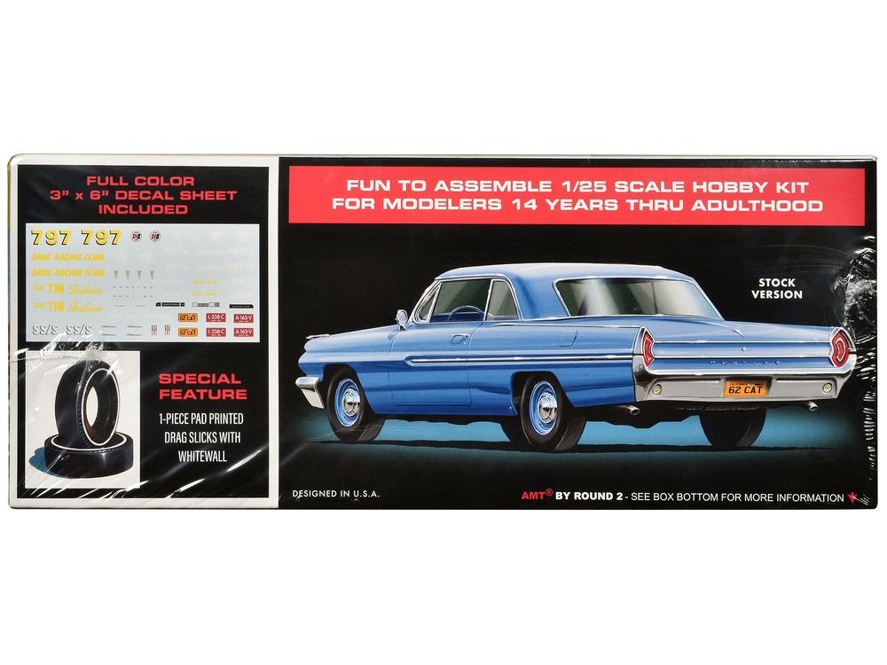 Skill 2 Model Kit 1962 Pontiac Catalina Super Stock 3-in-1 Kit 1/25 Scale Model by AMT view 3