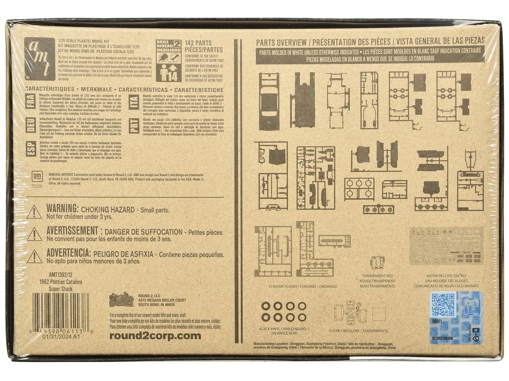 Skill 2 Model Kit 1962 Pontiac Catalina Super Stock 3-in-1 Kit 1/25 Scale Model by AMT view 4