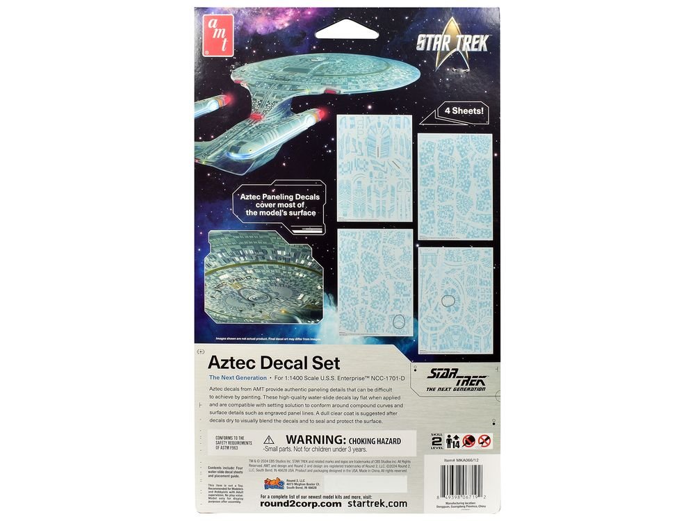 "Star Trek: The Next Generation" U.S.S. Enterprise NCC-1701-D Aztec Decal Set 1/1400 Scale by AMT view 2