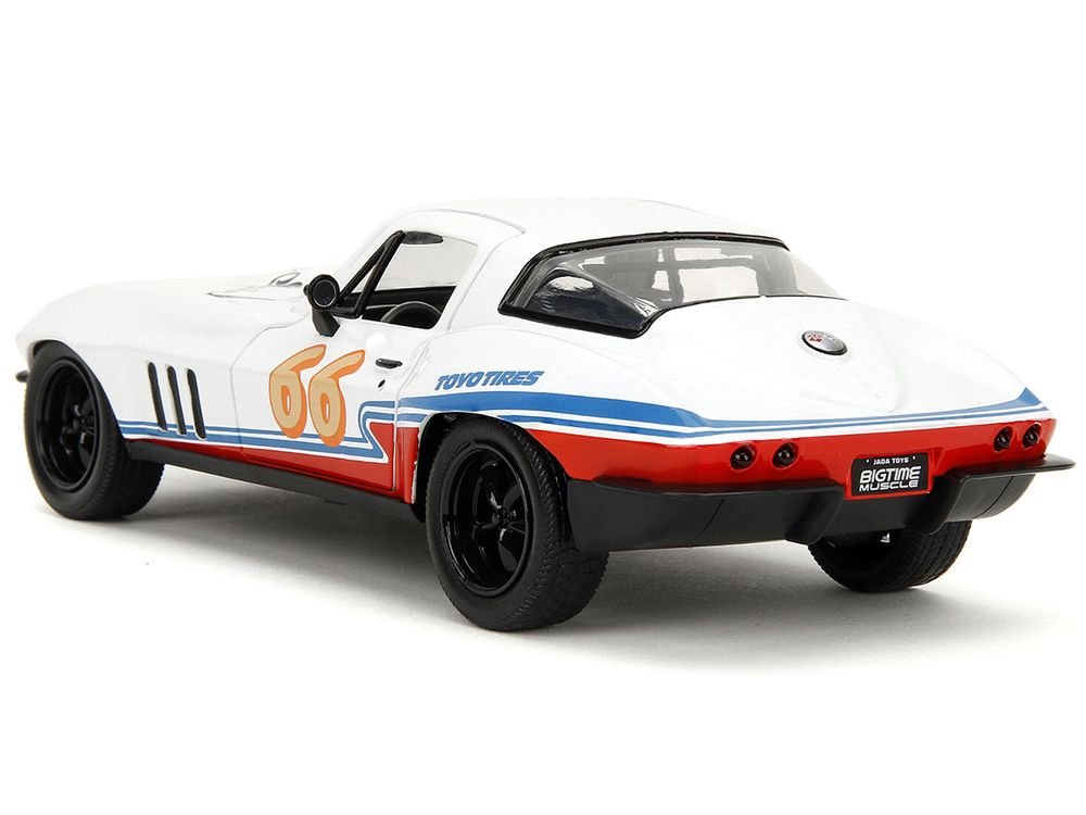 1966 Chevrolet Corvette #66 "Racing Spirit" White with Graphics "Bigtime Muscle" Series 1/24 Diecast Model Car by Jada view 2