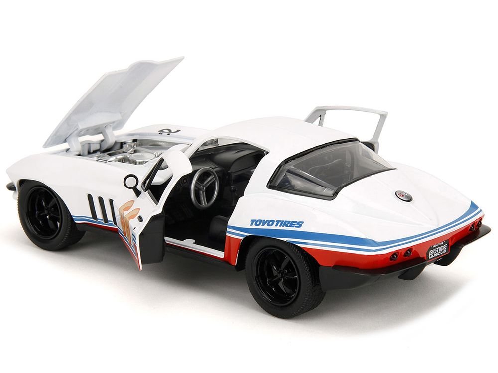 1966 Chevrolet Corvette #66 "Racing Spirit" White with Graphics "Bigtime Muscle" Series 1/24 Diecast Model Car by Jada view 3