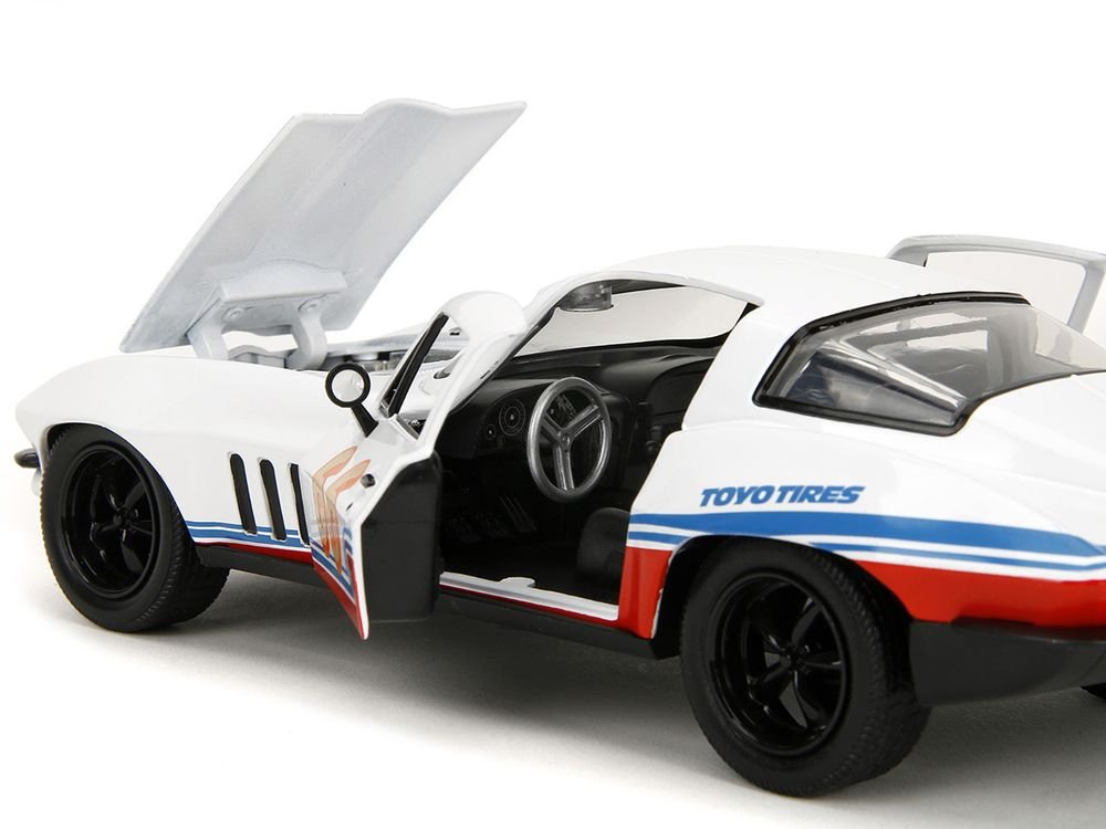 1966 Chevrolet Corvette #66 "Racing Spirit" White with Graphics "Bigtime Muscle" Series 1/24 Diecast Model Car by Jada view 5