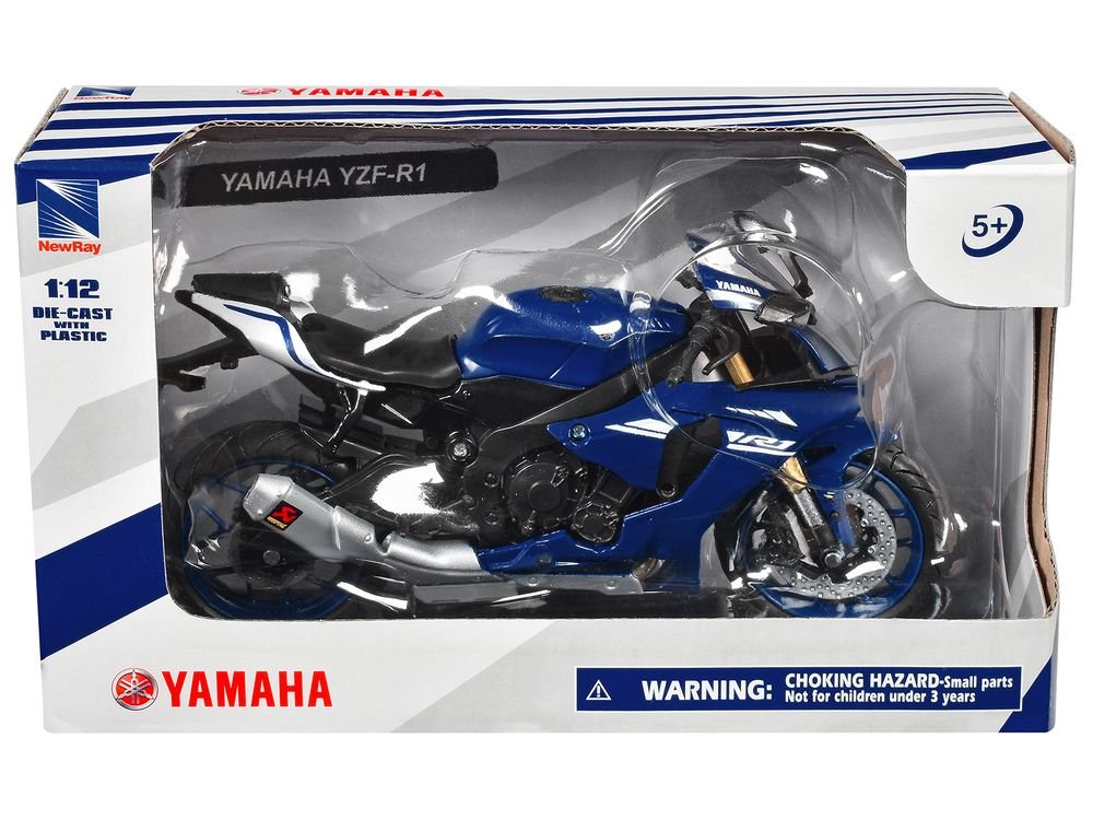 Yamaha YZF-R1 Motorcycle Blue 1/12 Diecast Model by New Ray view 3