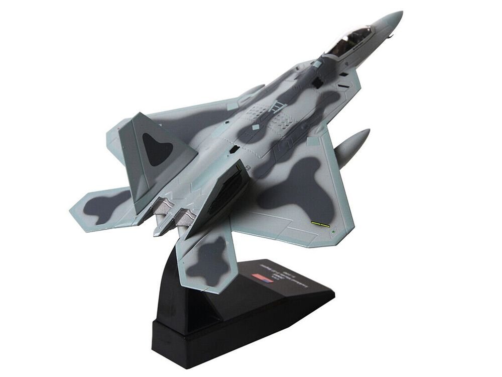 Lockheed Martin F-22A Raptor Stealth Aircraft "27th Figher Squadron 1st Operations Group Langley AFB" (2005) United States Air Force 1/100 Diecast Model Airplane view 4