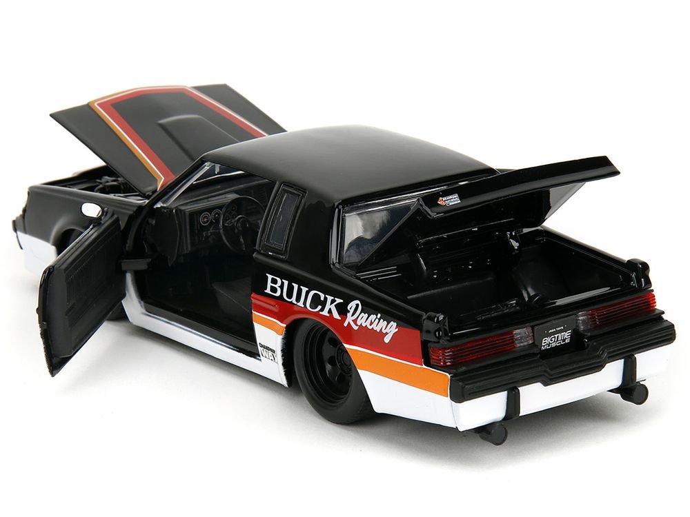 1987 Buick Grand National #7 "Buick Racing" Black and White with Stripes "Bigtime Muscle" Series 1/24 Diecast Model Car by Jada view 2