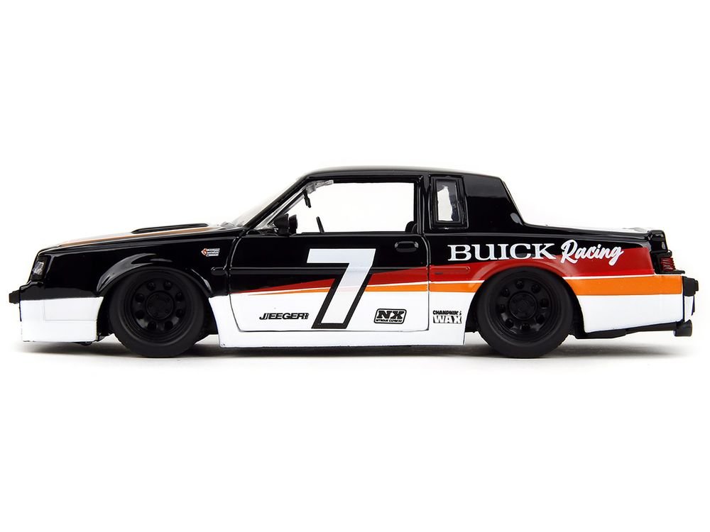 1987 Buick Grand National #7 "Buick Racing" Black and White with Stripes "Bigtime Muscle" Series 1/24 Diecast Model Car by Jada view 5