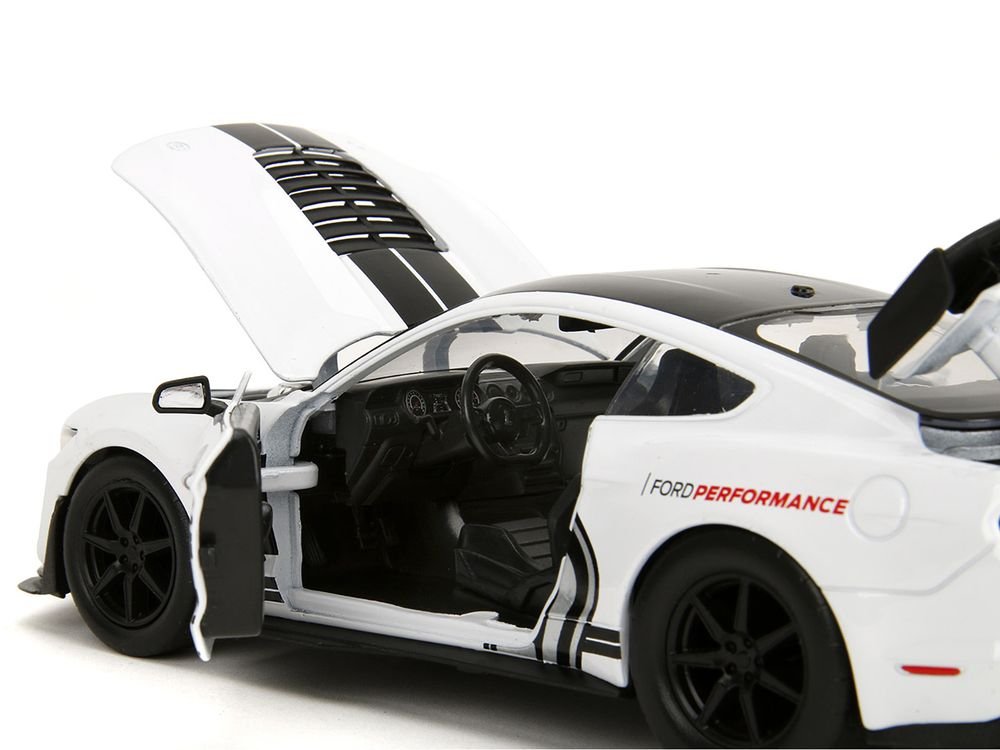 2020 Ford Mustang Shelby GT500 #65 White with Black Top and Stripes "Ford Performance" "Bigtime Muscle" Series 1/24 Diecast Model Car by Jada view 3
