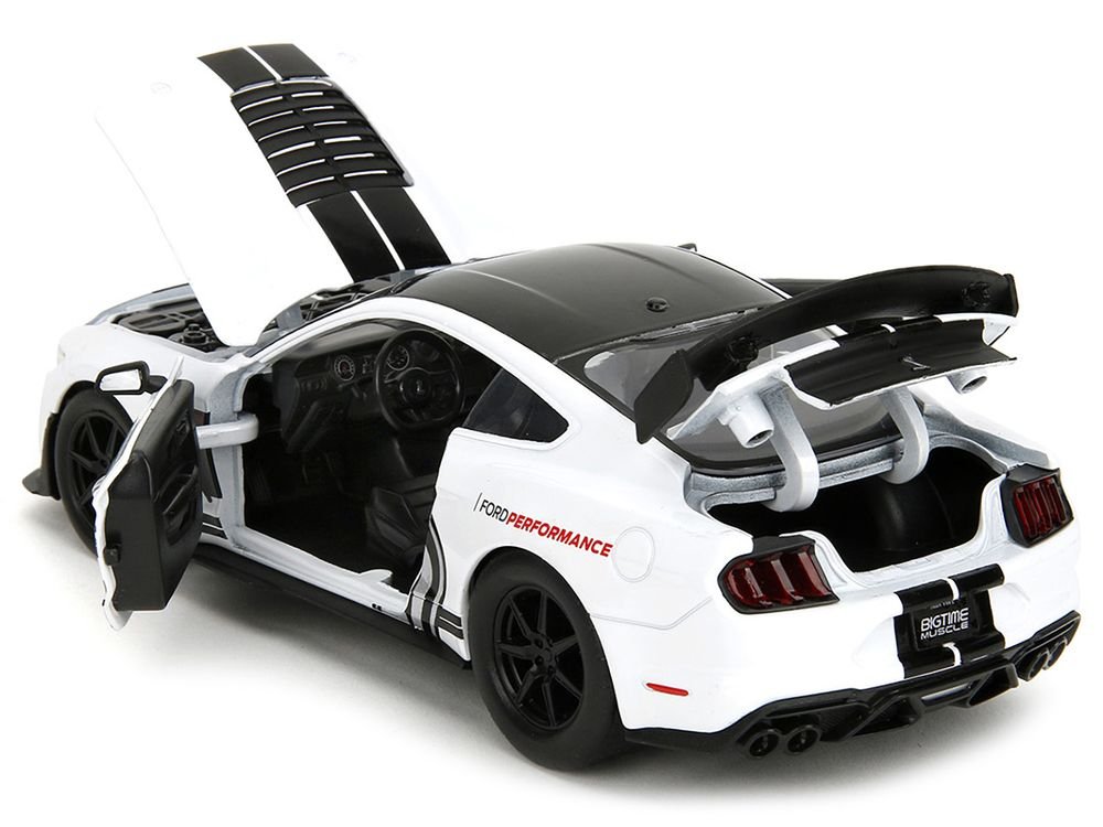 2020 Ford Mustang Shelby GT500 #65 White with Black Top and Stripes "Ford Performance" "Bigtime Muscle" Series 1/24 Diecast Model Car by Jada view 4