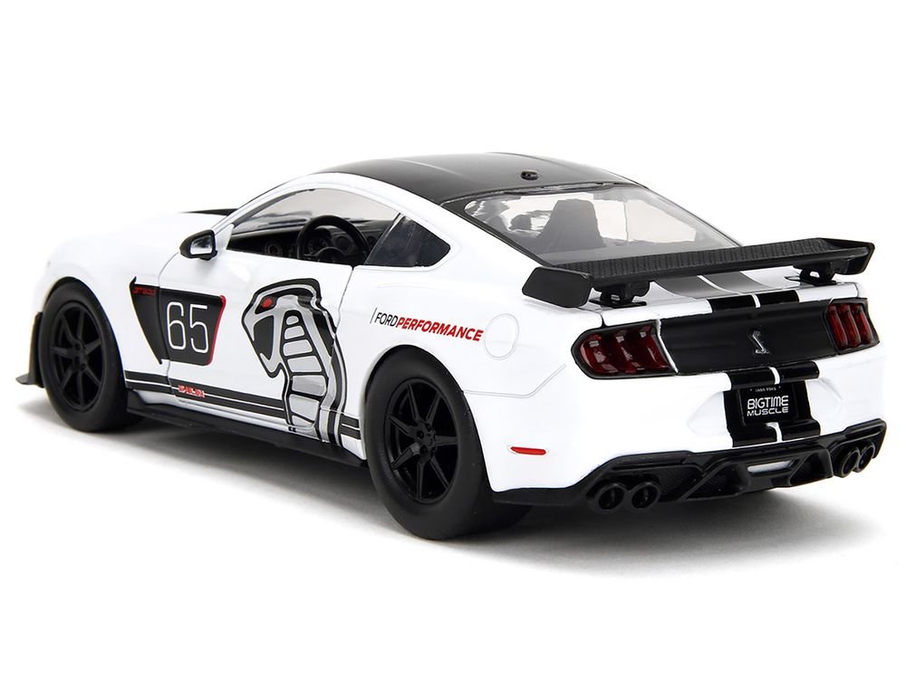 2020 Ford Mustang Shelby GT500 #65 White with Black Top and Stripes "Ford Performance" "Bigtime Muscle" Series 1/24 Diecast Model Car by Jada view 5