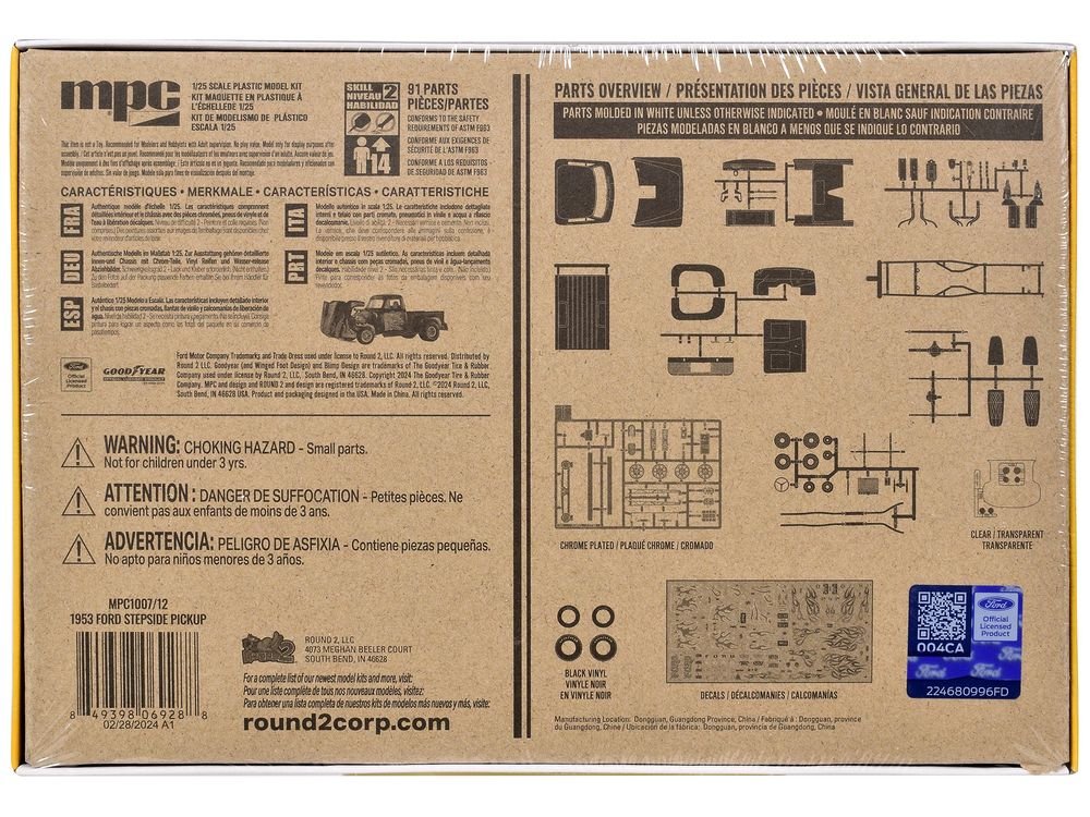 Skill 2 Model Kit 1953 Ford Stepside Pickup Truck 1/25 Scale Model by MPC view 4
