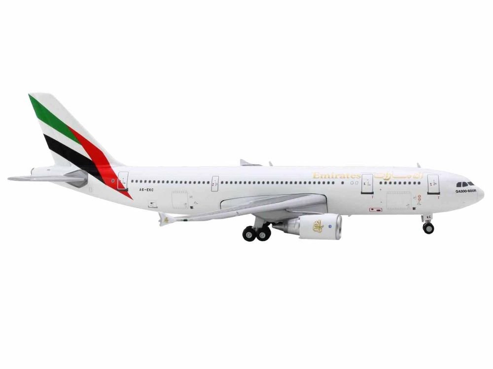 Airbus A300-600R Commercial Aircraft "Emirates Airlines" (A6-EKC) White with Striped Tail 1/400 Diecast Model Airplane by GeminiJets view 2