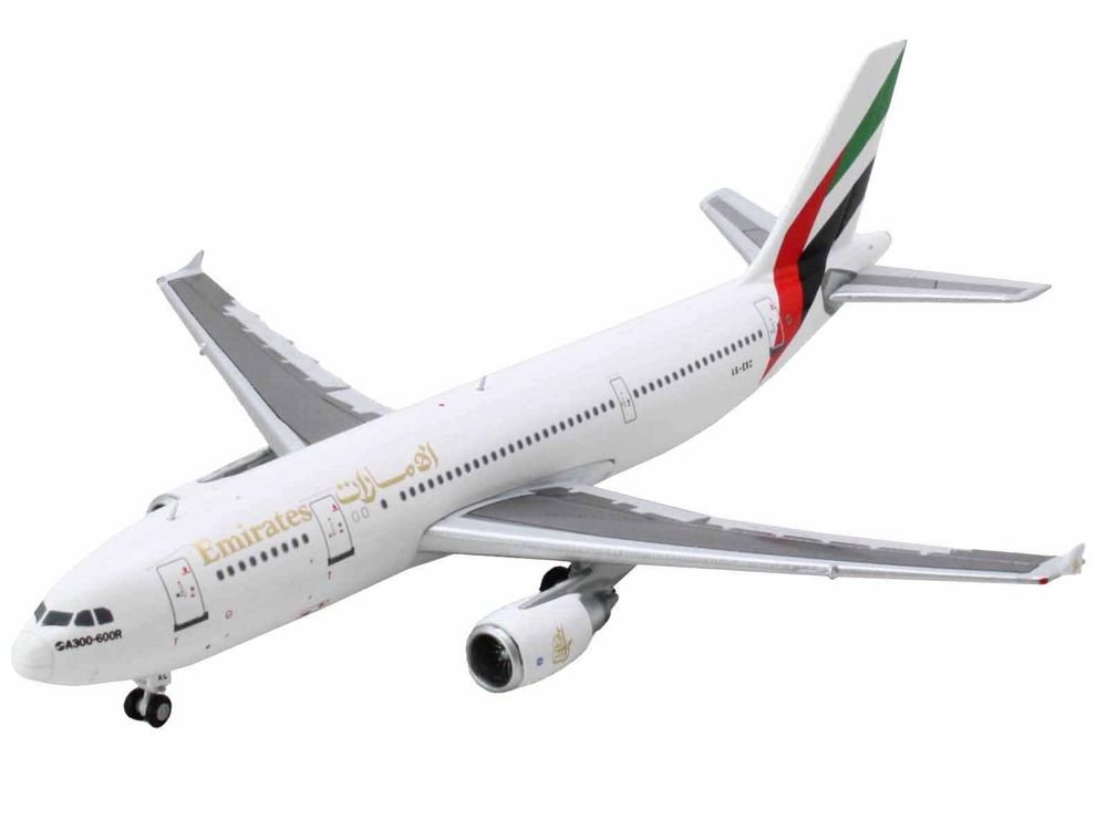 Airbus A300-600R Commercial Aircraft "Emirates Airlines" (A6-EKC) White with Striped Tail 1/400 Diecast Model Airplane by GeminiJets view 3
