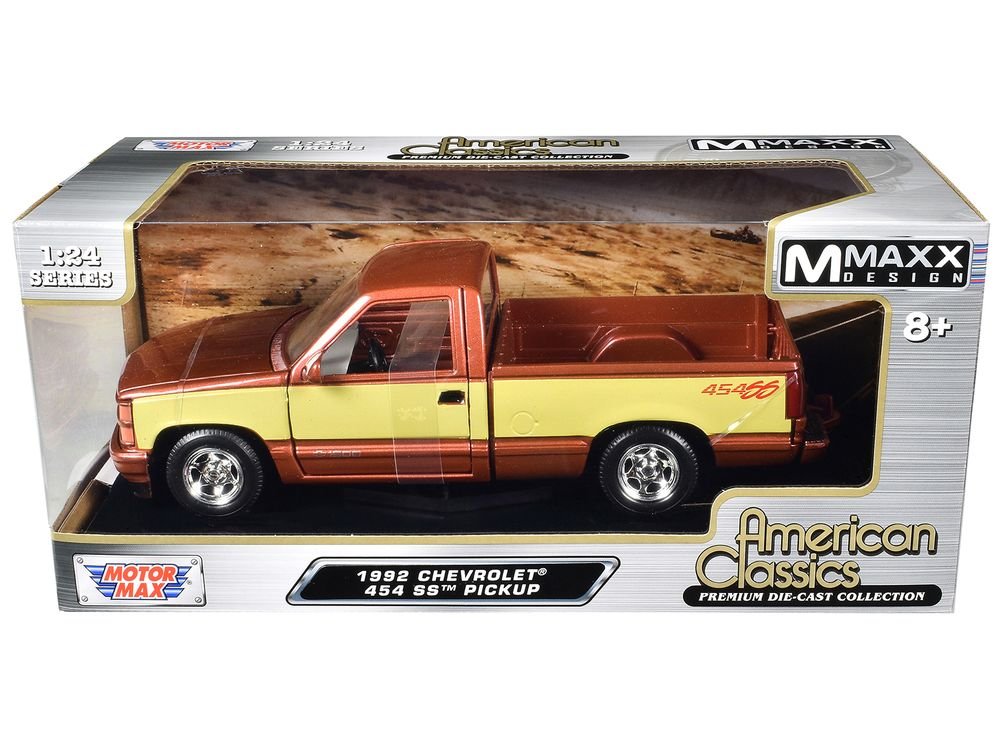 1992 Chevrolet 454 SS Pickup Truck Copper Metallic with Beige Sides "American Classics" Series 1/24 Diecast Model Car by Motormax view 3