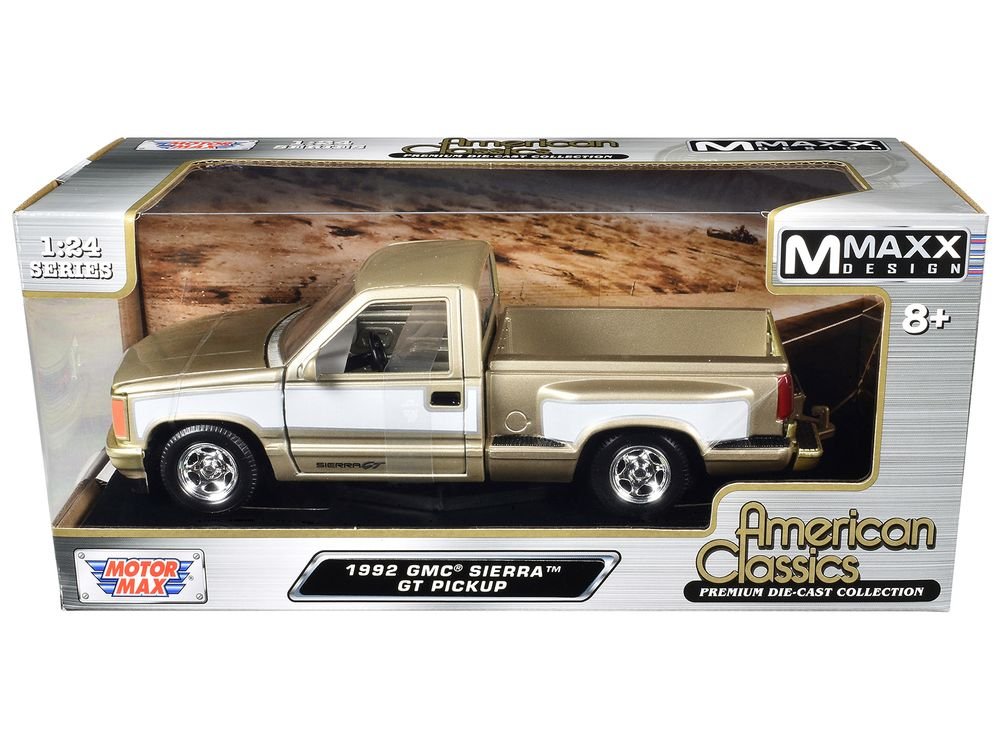 1992 GMC Sierra GT Pickup Truck Gold Metallic with White Sides "American Classics" Series 1/24 Diecast Model Car by Motormax view 3