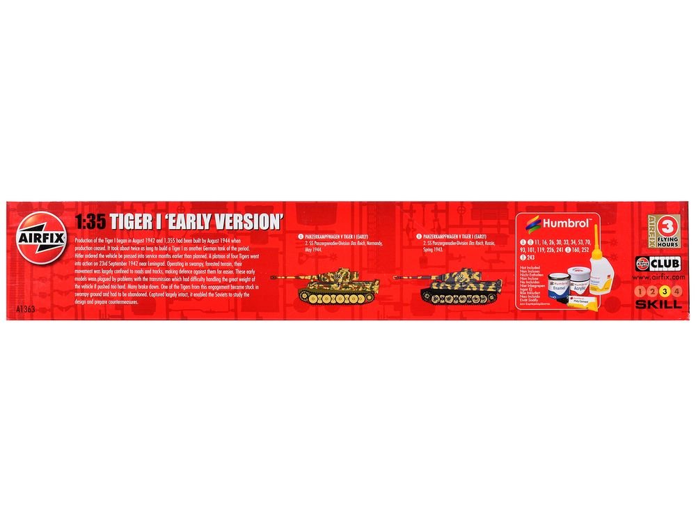 Level 3 Model Kit German Tiger I "Early Version" Tank with 2 Scheme Options 1/35 Plastic Model Kit by Airfix view 3