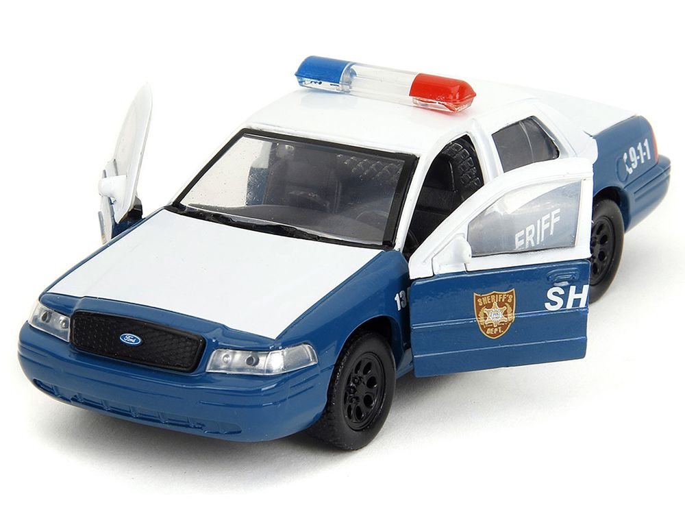 Rick Grimes' Ford Crown Victoria "Sheriff" Blue and White "The Walking Dead" (2010-2022) TV Series "Hollywood Rides" Series 1/32 Diecast Model Car by Jada view 2