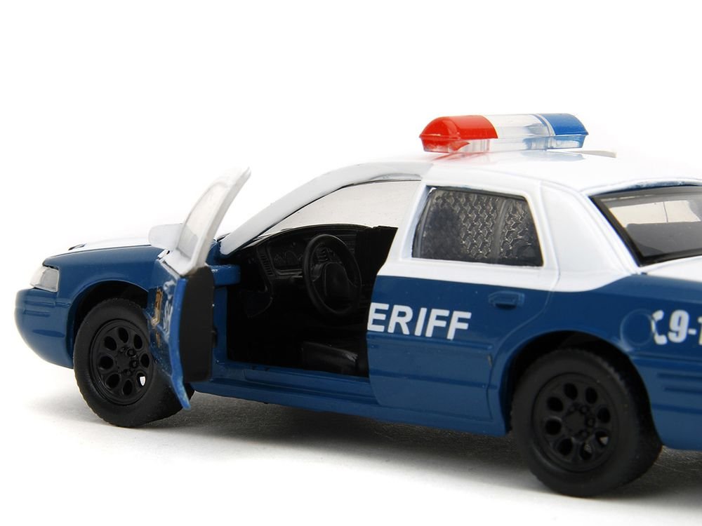 Rick Grimes' Ford Crown Victoria "Sheriff" Blue and White "The Walking Dead" (2010-2022) TV Series "Hollywood Rides" Series 1/32 Diecast Model Car by Jada view 3