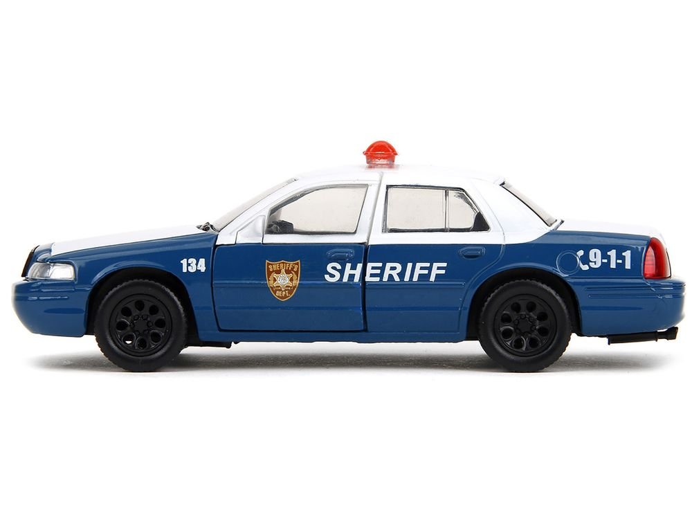 Rick Grimes' Ford Crown Victoria "Sheriff" Blue and White "The Walking Dead" (2010-2022) TV Series "Hollywood Rides" Series 1/32 Diecast Model Car by Jada view 4