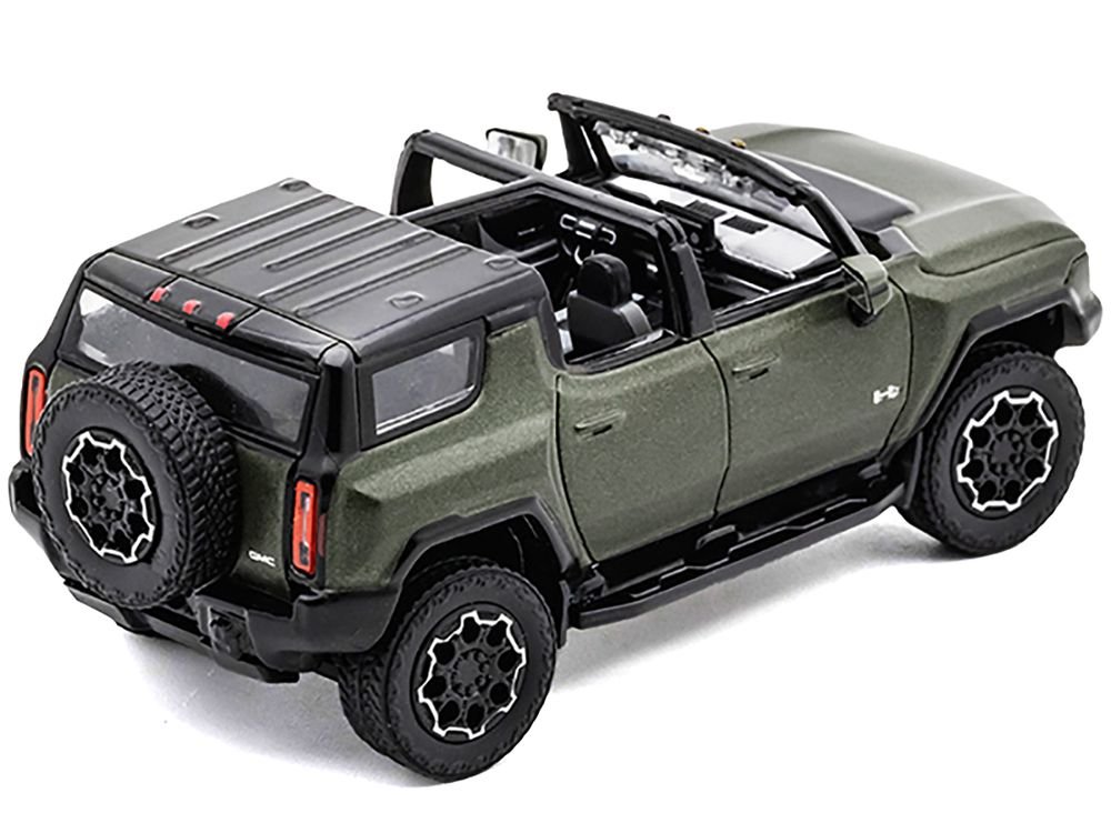 2023 GMC Hummer EV SUV Green Metallic with Black Top 1/64 Diecast Model Car by GCD view 2