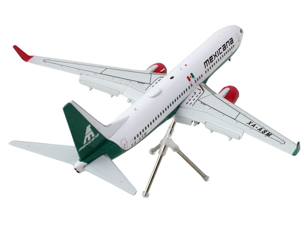 Boeing 737-800 Commercial Aircraft with Flaps Down "Mexicana" (XA-ASM) White with Green Stripes "Gemini 200" Series 1/200 Diecast Model Airplane by GeminiJets view 3