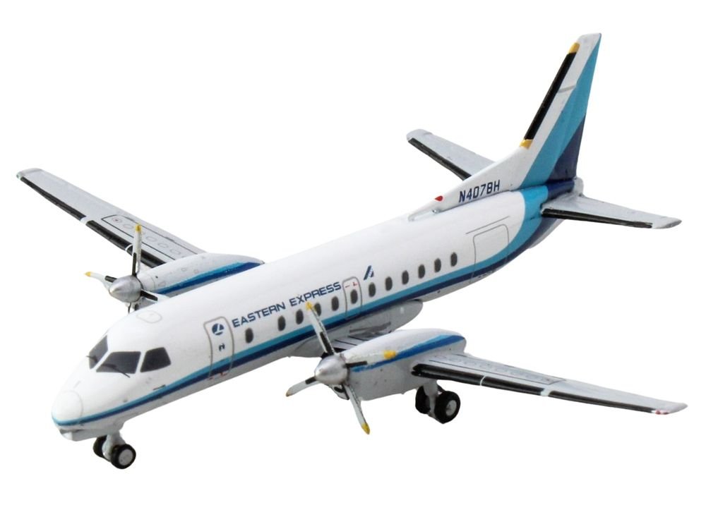 Saab 340B Commercial Aircraft "Eastern Express" (N407BH) White with Blue Stripes 1/400 Diecast Model Airplane by GeminiJets view 2